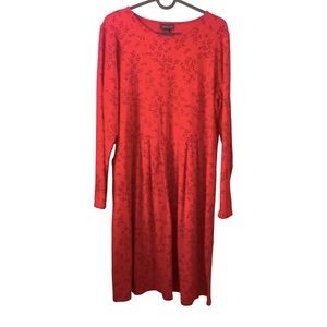JJill Wearever Collection Red long‎ Sleeved MIDI Dress